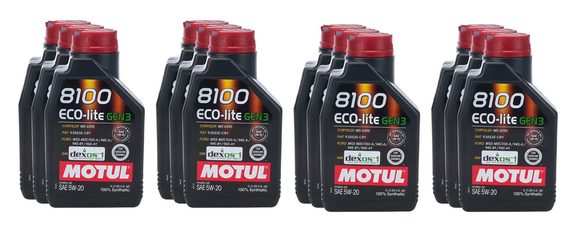 Motul USA 111359 8100 Eco-Lite Gen3 5W20 Synthetic Motor Oil 1 Liter Bottles (Case of 12)