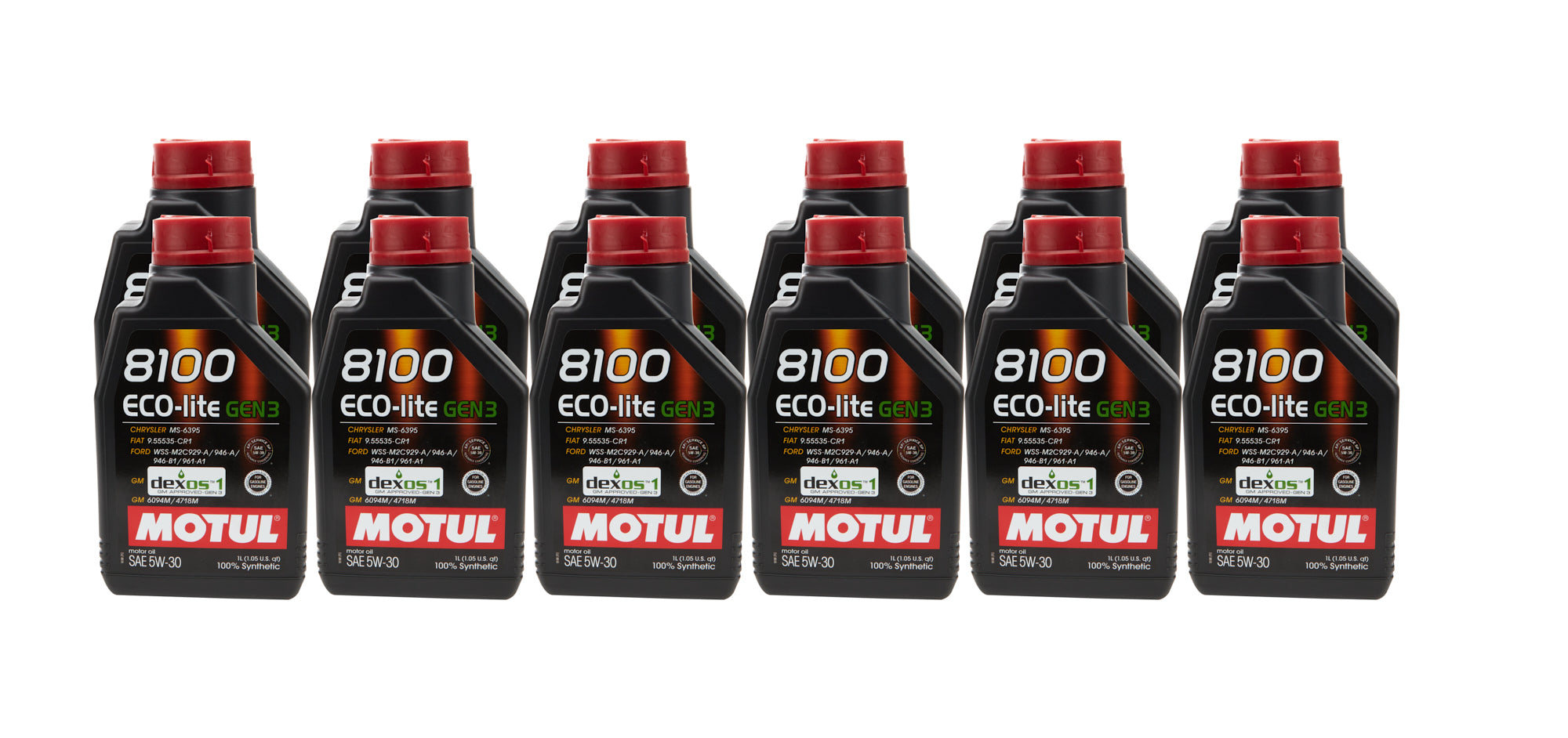 Motul USA 111361 8100 Eco-Lite Gen3 5W-30 Synthetic Motor Oil 1 Liter Bottle, Pack of 12