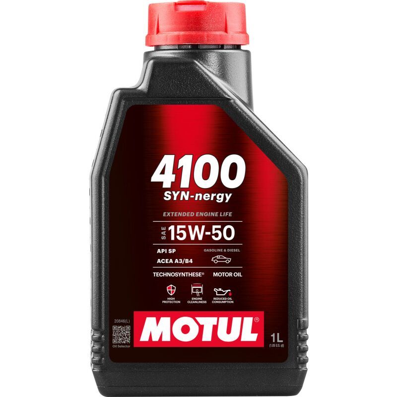 Motul USA MTL113161 4100 Power 15W50 Synthetic Motor Oil, 1 Liter