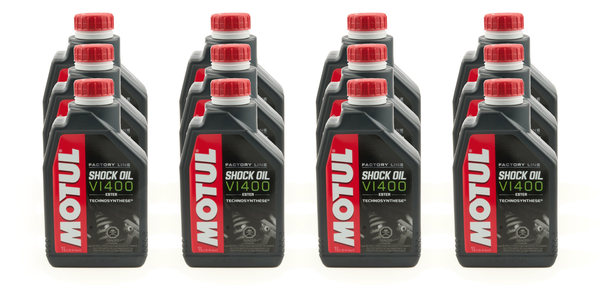 Motul USA Shock Oil VI400 Ester Factory Line, Semi-Synthetic, 1 Liter Bottle, Set of 12