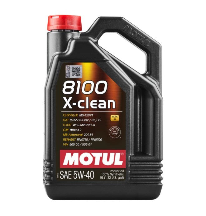 Motul USA MTL114859 8100 X-Clean 5W-40 Synthetic Motor Oil, 5 Liter Bottle
