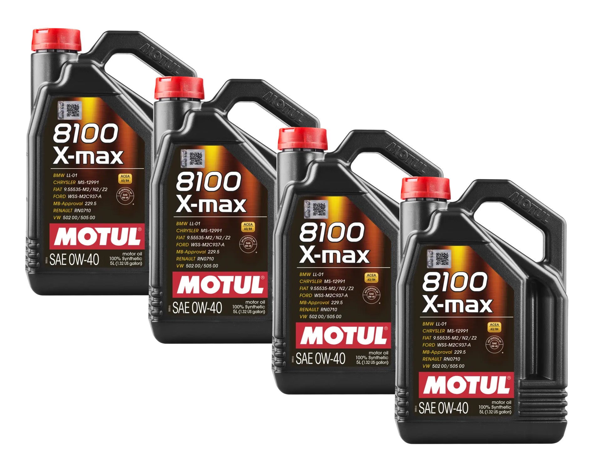 Motul USA 114864 8100 X-Max 0W40 Synthetic Motor Oil - 5 Liter Bottles (Set of 4)