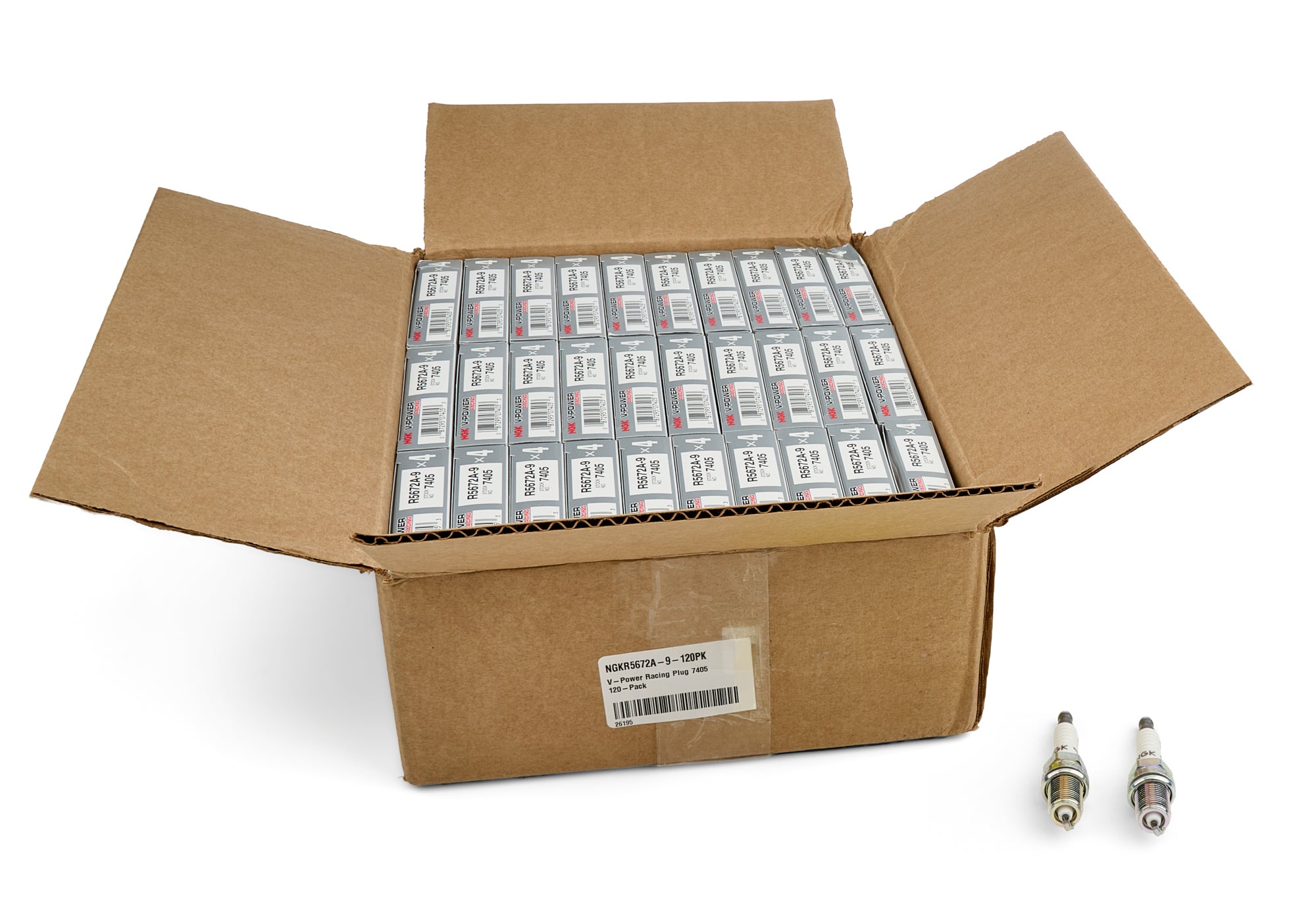 NGK V-Power Racing Spark Plug Part 7405 14 mm Thread 0.750 Inch Reach Gasket Seat Non-Resistor Set of 120