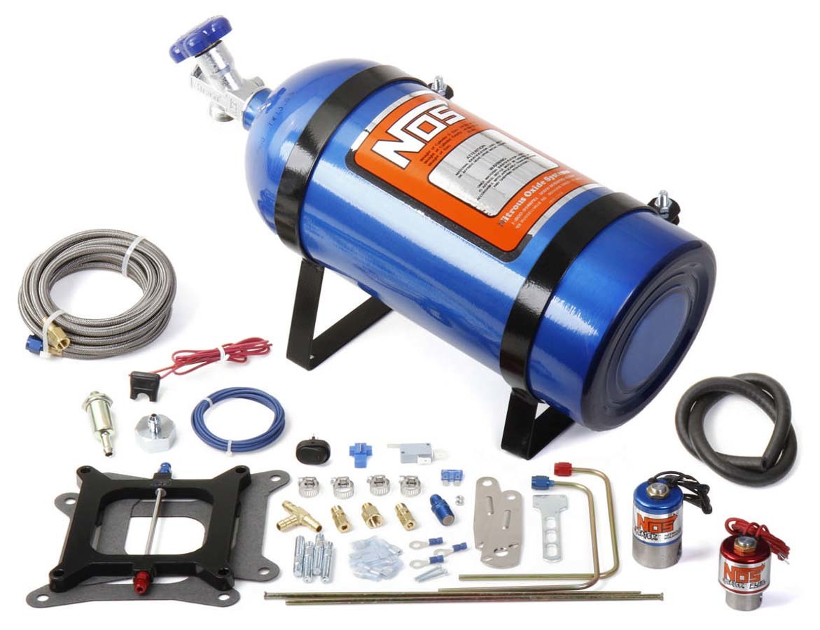 Nitrous Oxide Systems 02001NOS Cheater Wet Single Stage Nitrous Kit for 150-250 HP, 10 lb Blue Bottle, Square Bore