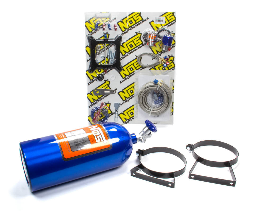 Nitrous Oxide Systems Big Shot System Holley 02101NOS Wet Single Stage Nitrous Kit for 190-300 HP, 10 lb Bottle, Blue Finish