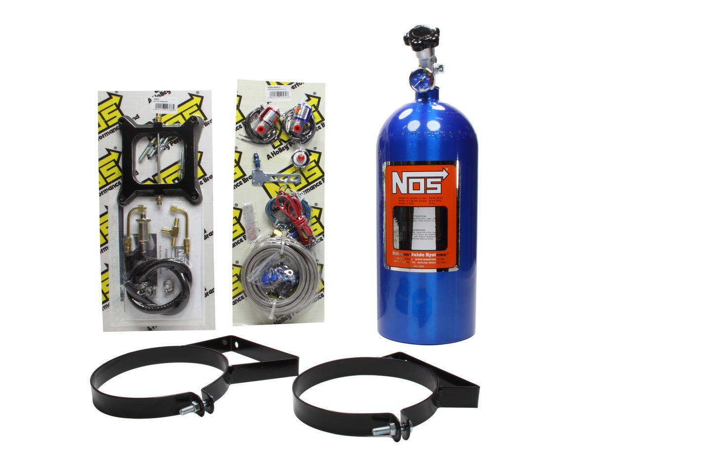 NITROUS OXIDE SYSTEMS 05001NOS Power Shot Wet Nitrous Oxide System, Single Stage, 150 HP Max, 10 lb Bottle, Blue, Square Bore Kit