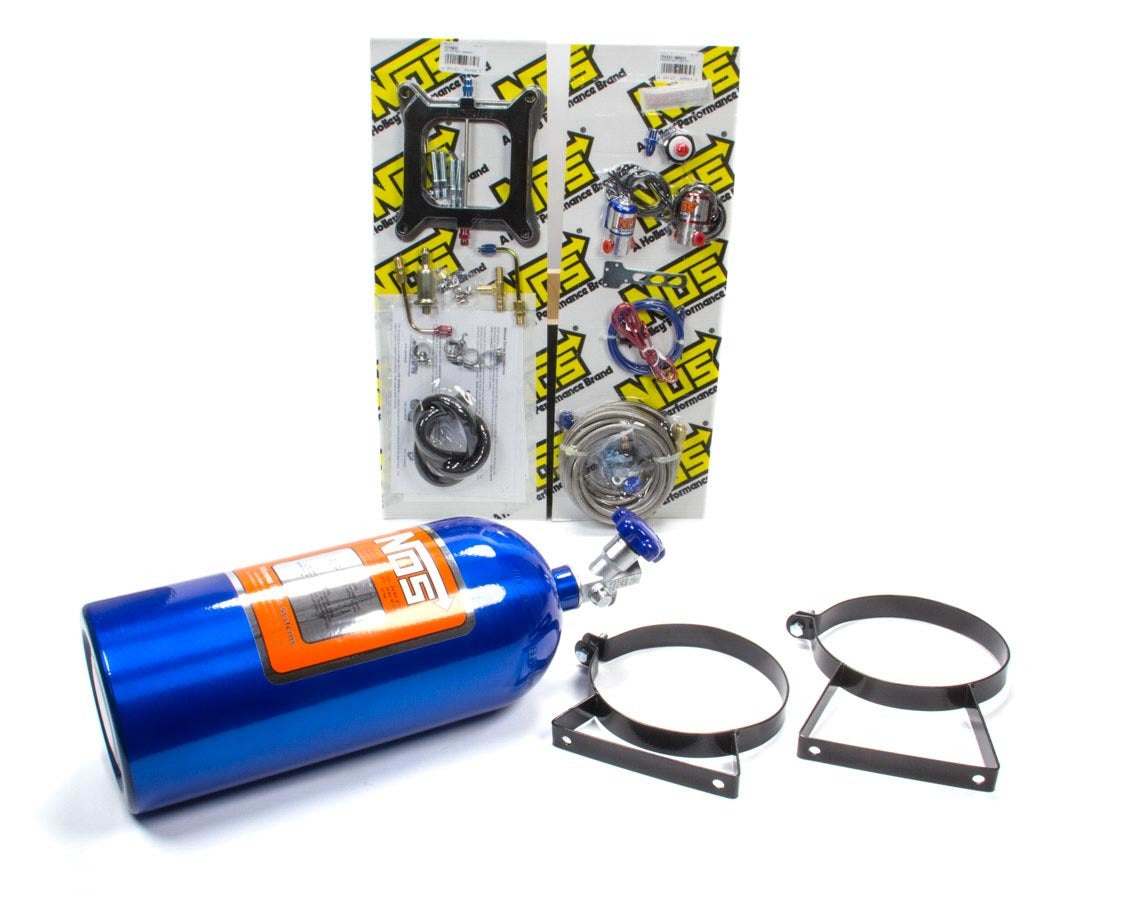 Nitrous Oxide Systems 05101NOS Super Power Shot Wet Nitrous Kit for 100-175 HP Increase, 10 lb Bottle, Blue, Square Bore