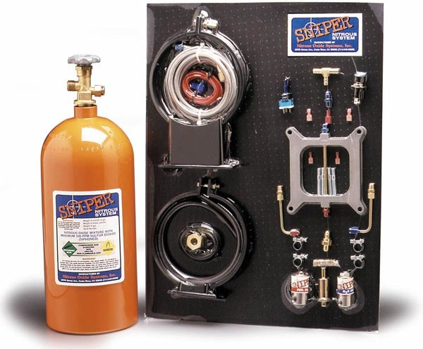 NITROUS OXIDE SYSTEMS 07001NOS Sniper Wet Nitrous Oxide System for 4-BBL Holley Carburetors, 100-175 HP, 10 lb Bottle, Orange Finish