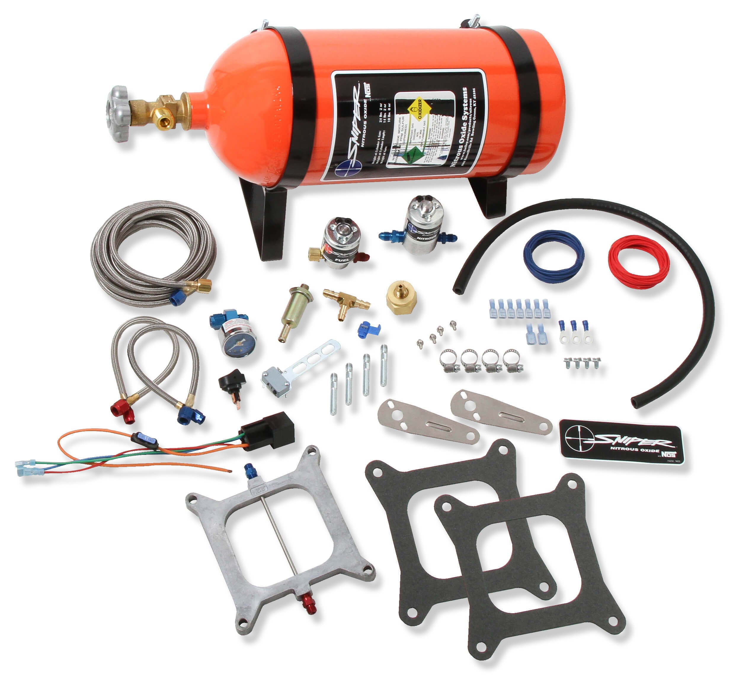 Nitrous Oxide Systems Sniper 07002NOS Wet Nitrous Plate Kit for 150-250 HP, 10 lb Bottle, Orange Finish