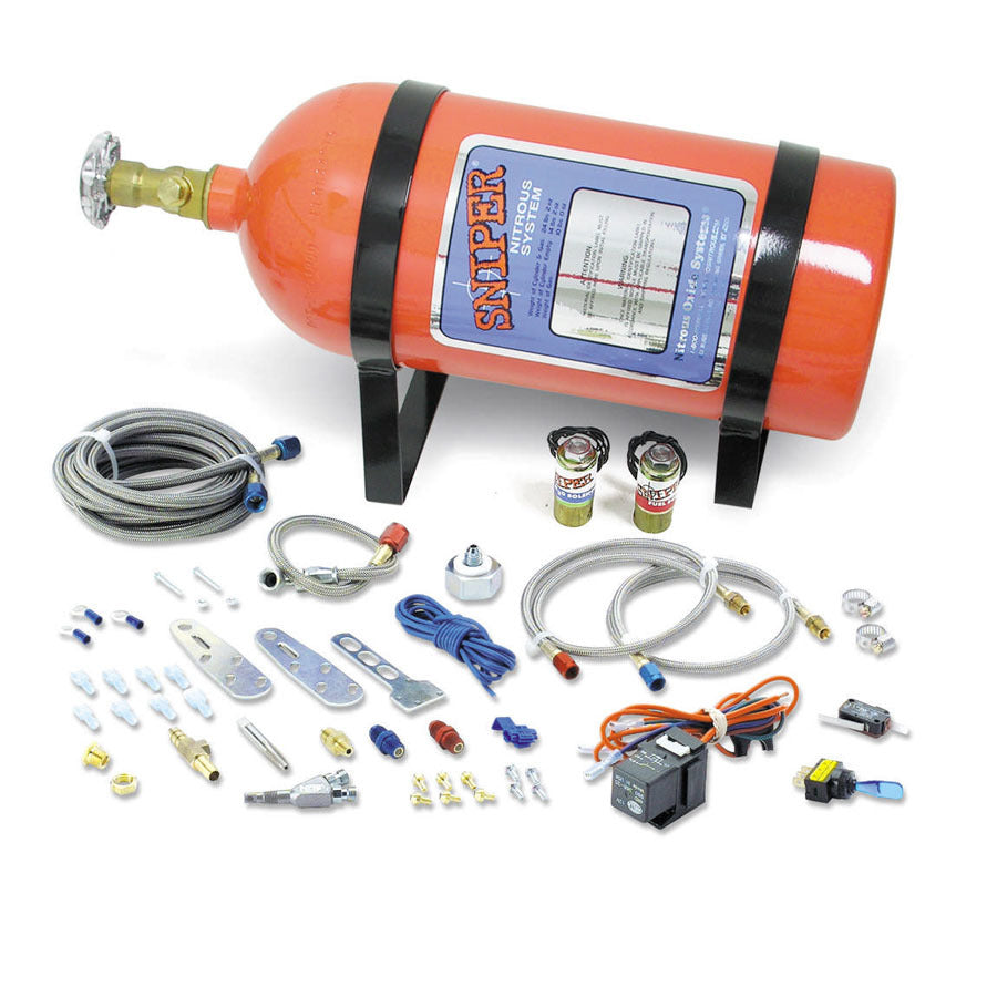Nitrous Oxide Systems 07006NOS Sniper Wet Nitrous Kit for EFI V8 Engines, 75-125 HP, 10 lb Bottle, Orange Finish