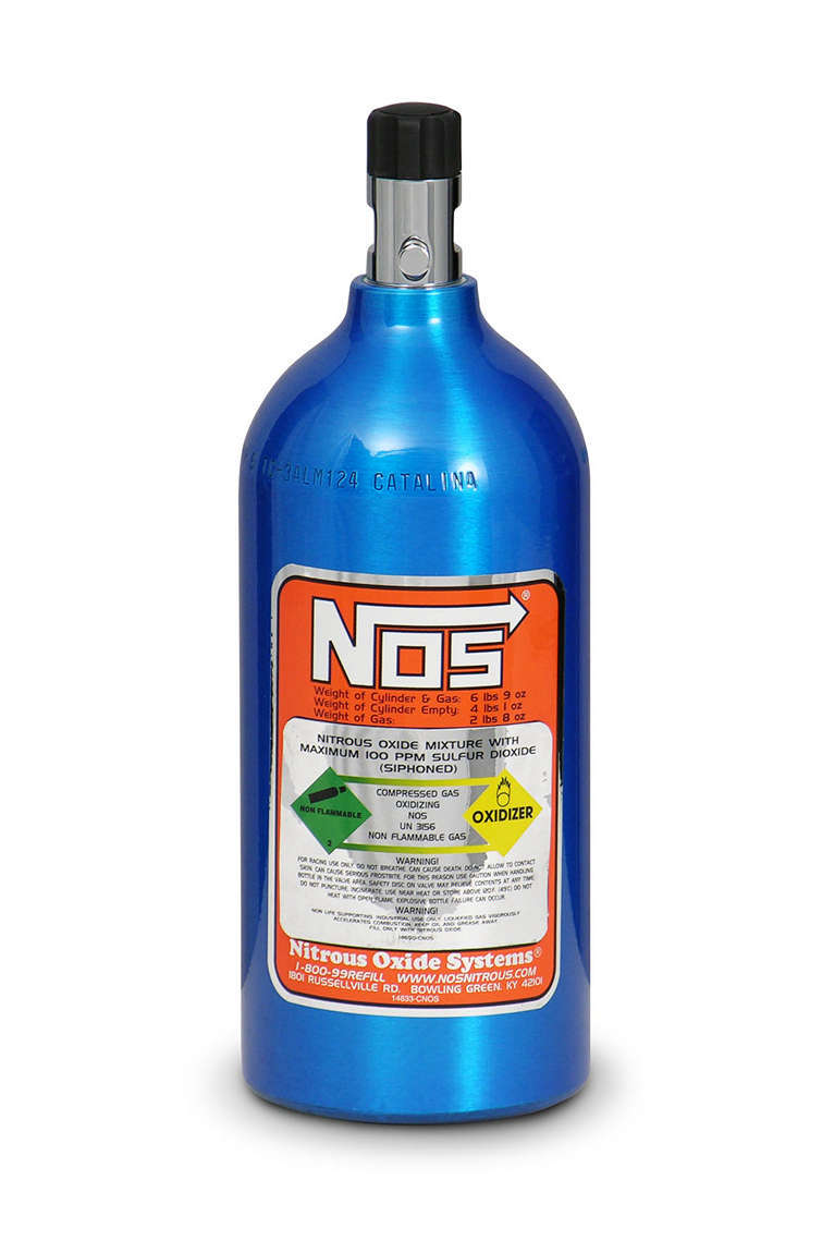 Nitrous Oxide Systems 14720NOS 2.5 lb Aluminum Nitrous Bottle with Mini Hi-Flo Valve, Blue Finish