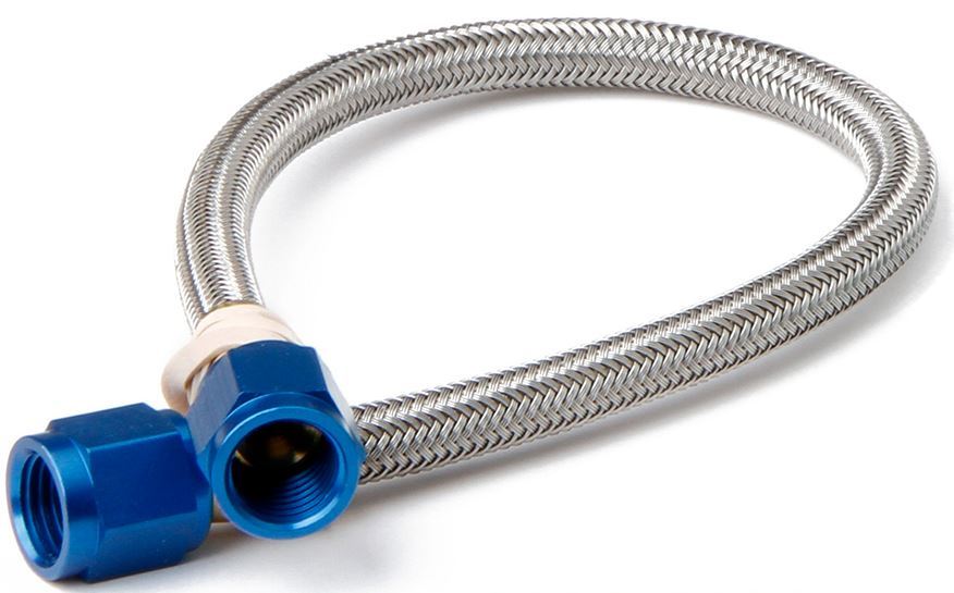 NITROUS OXIDE SYSTEMS 15230NOS 24-Inch Blue Braided PTFE Nitrous Hose with 4 AN Fittings