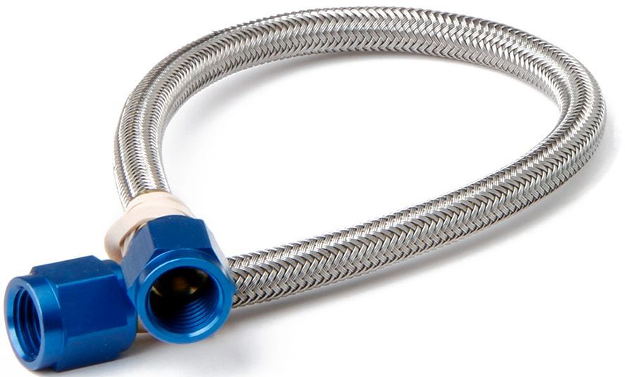 Nitrous Oxide Systems 15405NOS 6AN Braided Stainless Steel Nitrous Hose with Blue Fittings, 18 Inches