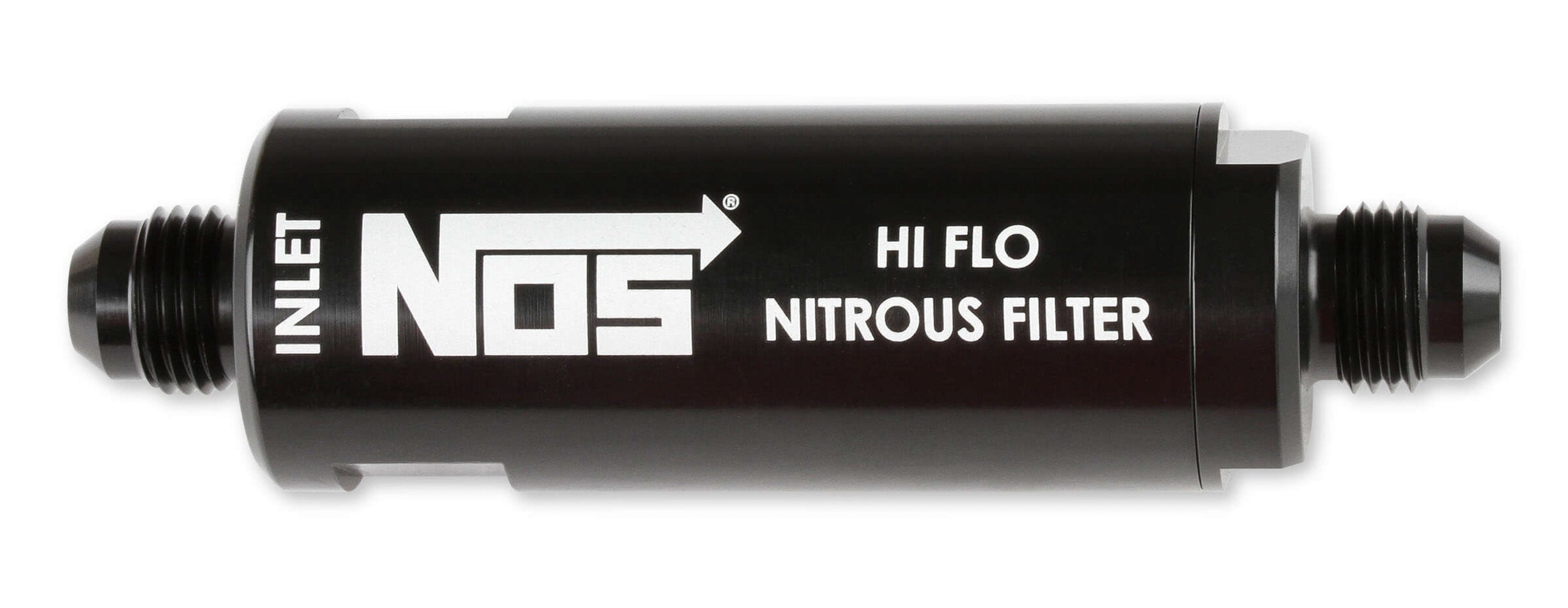 Nitrous Oxide Systems 15556NOS 6AN Hi-Flo In-Line Nitrous Filter with Stainless Element and Black Anodized Aluminum Housing