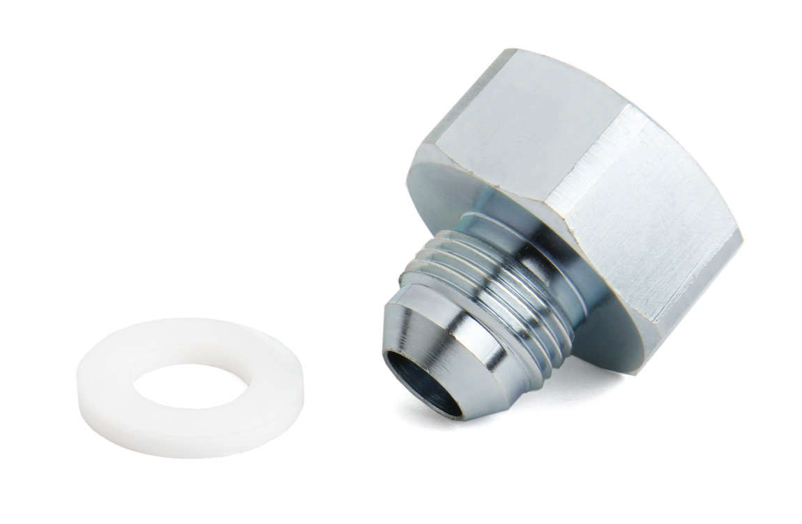 Nitrous Oxide Systems NOS16232 - 8AN Bottle Nut Adapter with Teflon Washer, Brass, Chrome Finish