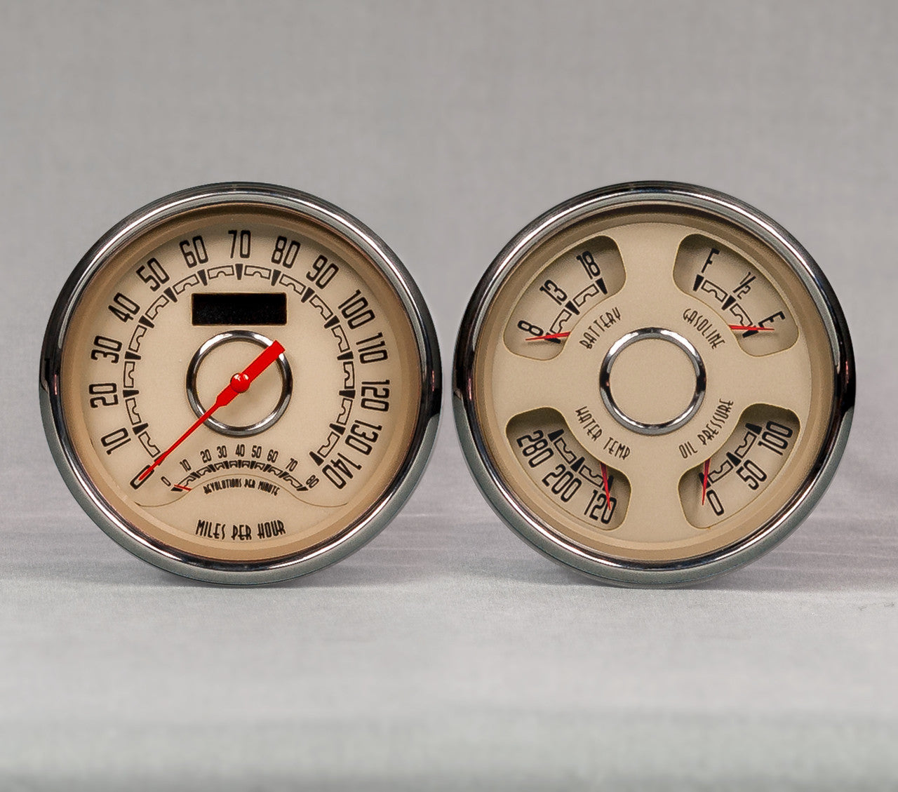 New Vintage USA NVG37215-02 Woodward 2 Gauge Kit with Fuel Level and Oil Pressure, 4-3/8 Inch Diameter, Beige Face