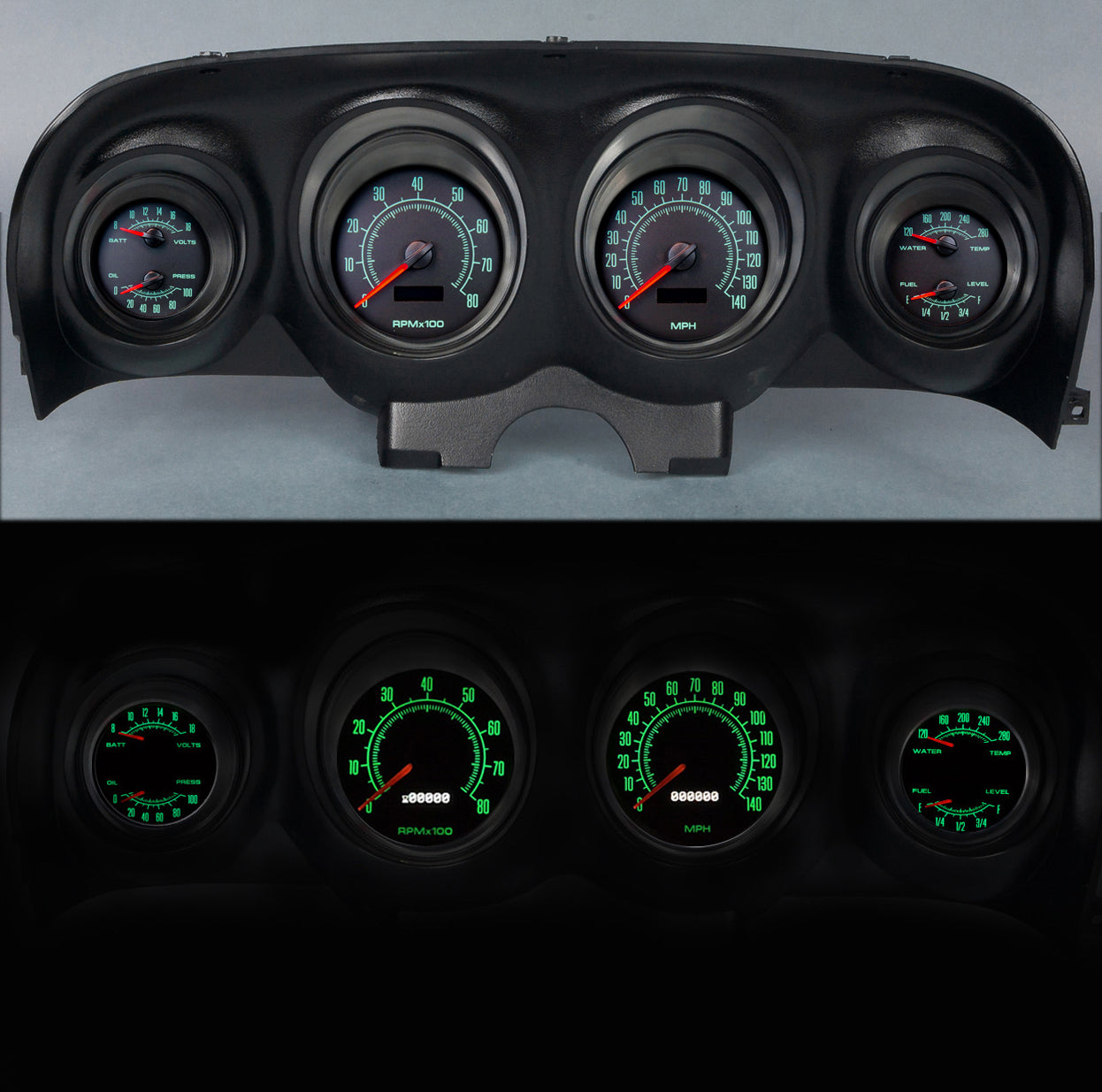 NEW VINTAGE USA 69790-05 Mustang 69-70 Gauge Kit 4-3/8 Inch 69 Series with Analog Fuel, Oil, Water, Volt, Tach, and Speed Gauges