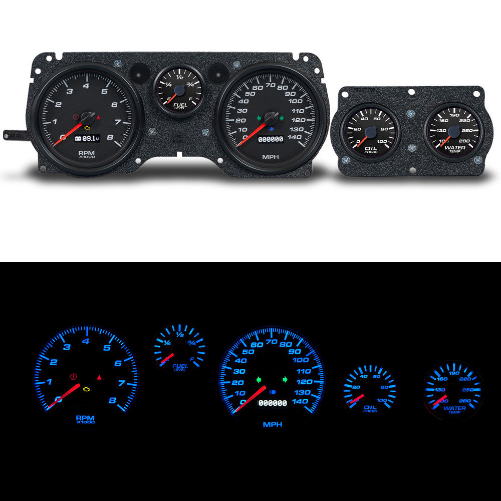 New Vintage USA NVG71026-01 Performance II Gauge Kit for GM F-Body 1970-1981 with Analog Fuel, Oil Pressure, Water Temperature, Voltmeter, Tachometer and Speedometer - Black Face