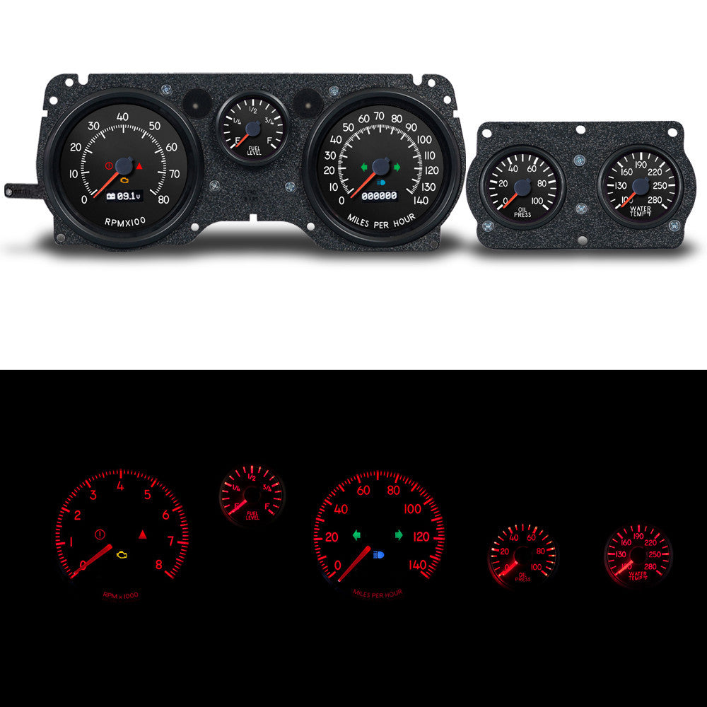 New Vintage USA NVG71226-01 Aviator Gauge Kit for GM F-Body 1970-1981 with Fuel, Oil, Water, Volt, Tach, and Speed Gauges