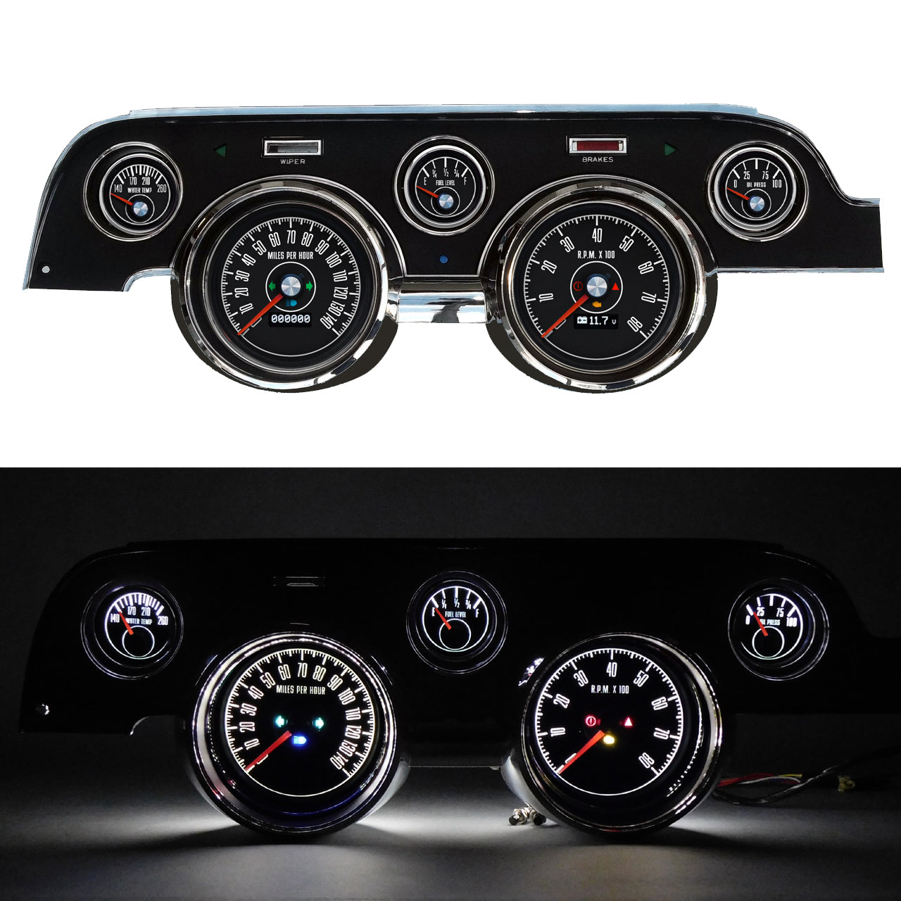 New Vintage USA NVG78707-78 153 Series Analog Gauge Kit for Ford Mustang 1967-1968