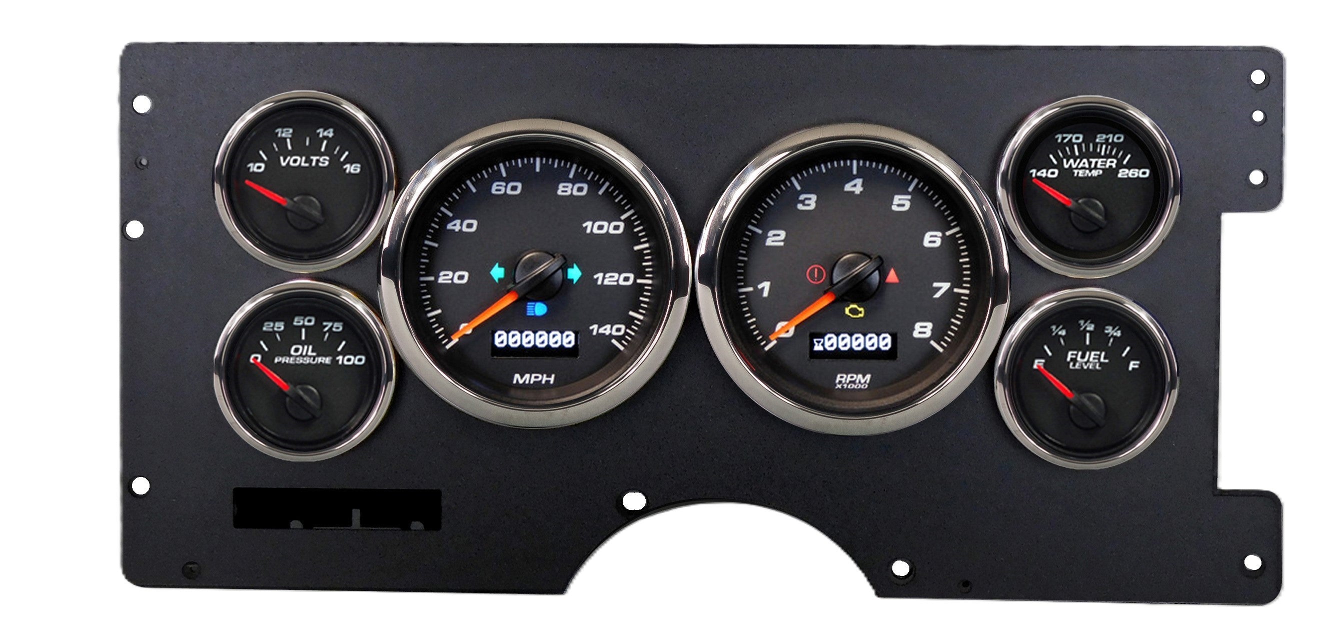 New Vintage USA NVG89101-01 Performance II Analog Gauge Kit for Chevrolet Trucks 1988-1994 with Fuel Level, Oil Pressure, Speedometer, Voltmeter, Water Temperature, Black Face