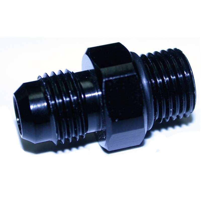 Nitrous Express NXS11722 6AN ORB Aluminum Bottle Valve Nipple, Straight, Black Anodized