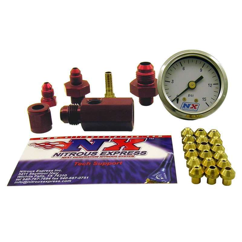Nitrous Express Master FLO-Check System Fuel Flow Tool with 0-15 PSI Gauge and Adapters