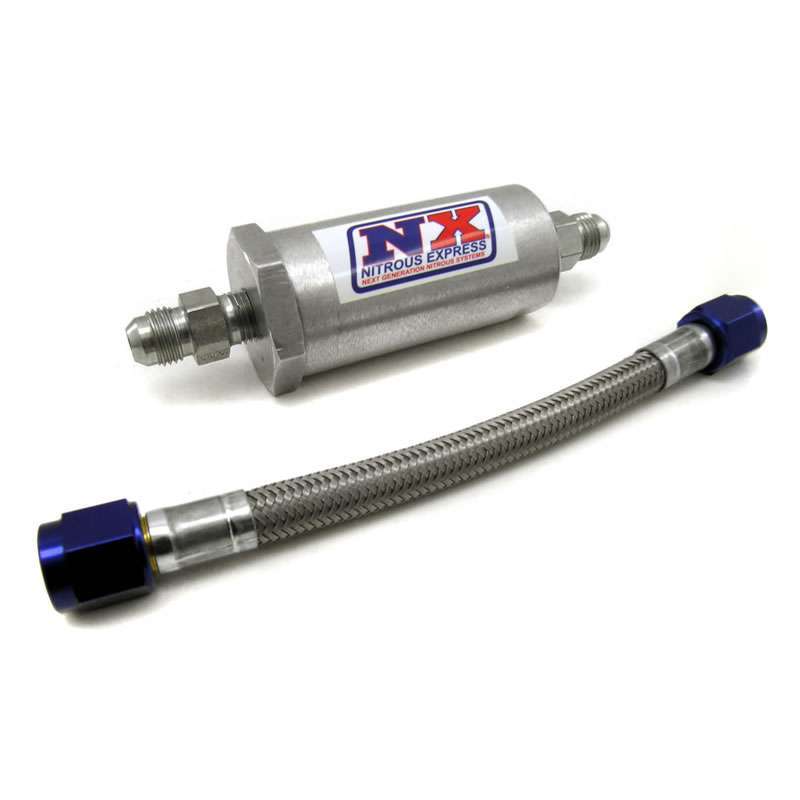 Nitrous Express NXS15607 D-4 Pure-Flo Nitrous Oxide Filter Kit with 7 Inch Stainless Hose