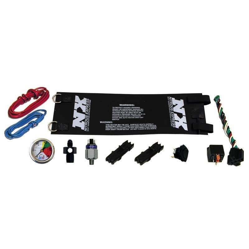 NITROUS EXPRESS HD Fully Automatic Bottle Heater with Gauge, 12V, Pressure Controlled, 4 AN Fitting, Black Finish, Fits 10 and 15 lb Nitrous Bottles