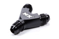 Nitrous Express 16386 Billet Y-Fitting with 6 AN Male Inlet and Dual 6 AN Male Outlets, Black Anodized Aluminum