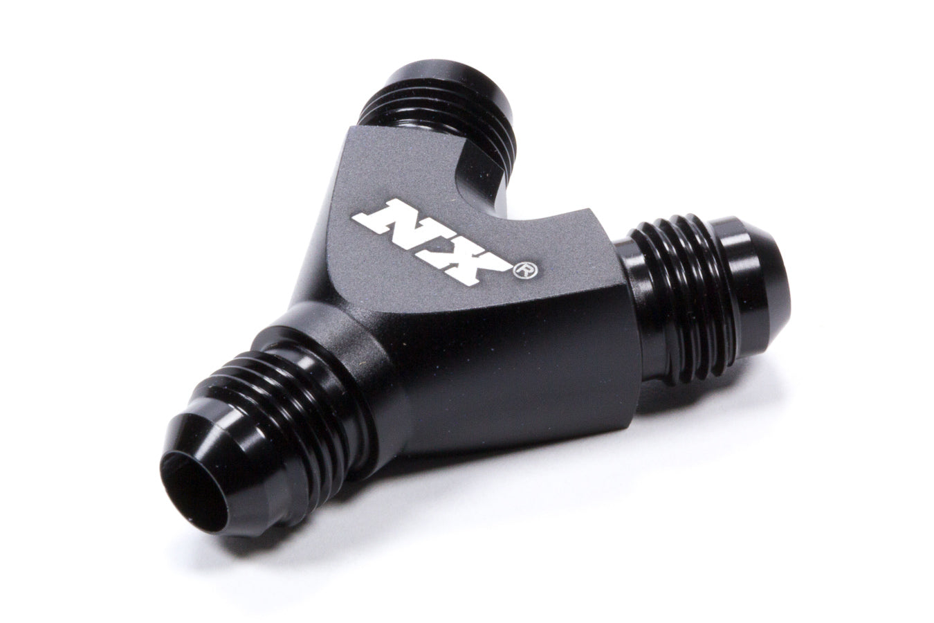 Nitrous Express 16386 Billet Y-Fitting with 6 AN Male Inlet and Dual 6 AN Male Outlets, Black Anodized Aluminum
