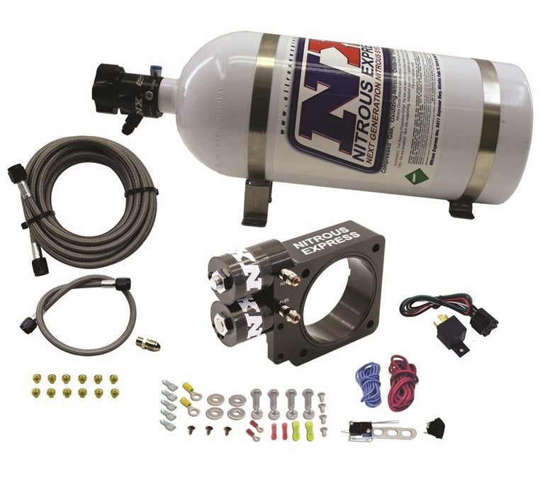 Nitrous Express NXS20955-10 EFI Nitrous Plate System for Small Block Ford 5.0L, 75mm Wet Plate, 10 lb Bottle