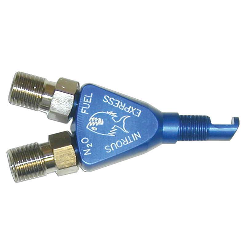 Nitrous Express NXS70000 Piranha Nitrous Nozzle, 90 Degree Discharge, 1/16 Inch NPT Thread, Aluminum, Blue Anodized
