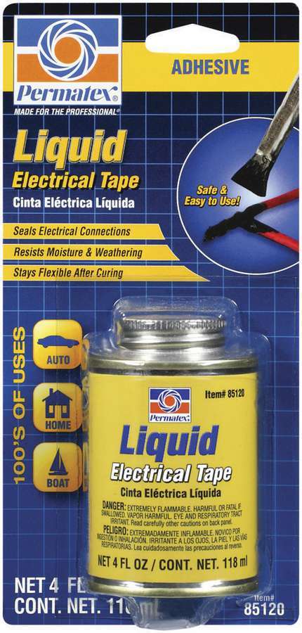 Permatex Liquid Electric Tape 4 oz Brush Top Can - Insulating Liquid Rubber Coating for Electrical Repairs