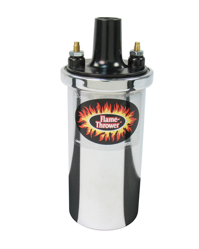 PerTronix Ignition 40501 Flame-Thrower Coil Chrome Oil Filled 3 Ohm with Female Socket