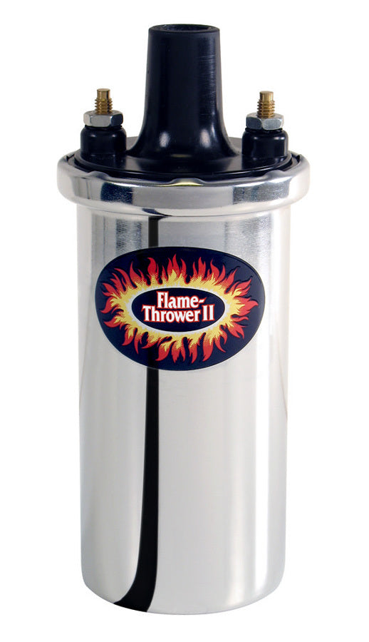 PerTronix Ignition 45001 Flame-Thrower II Coil, Chrome, Oil Filled, 0.60 Ohm, 45,000 Volts, Female Socket