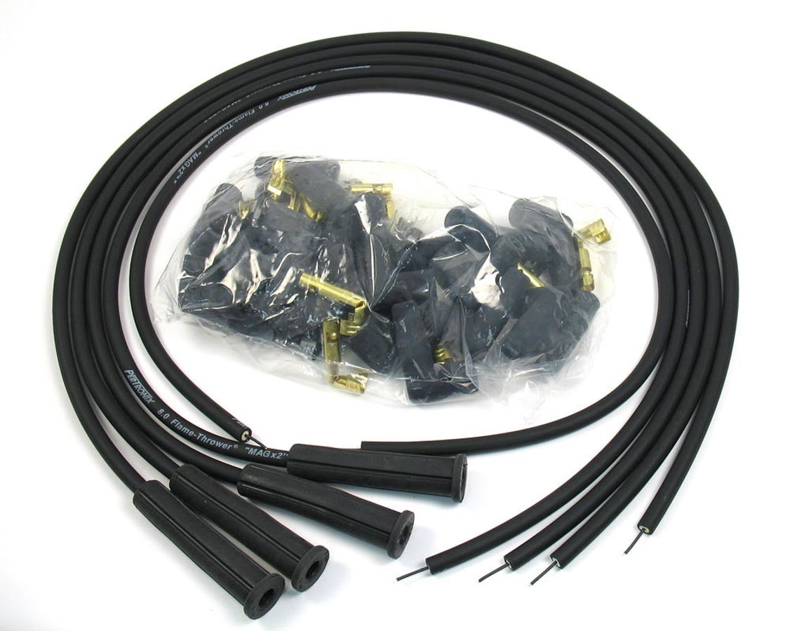 PerTronix Ignition PRT804280 8mm Spark Plug Wire Set for 4-Cylinder Engines, Black, HEI Style, Spiral Core