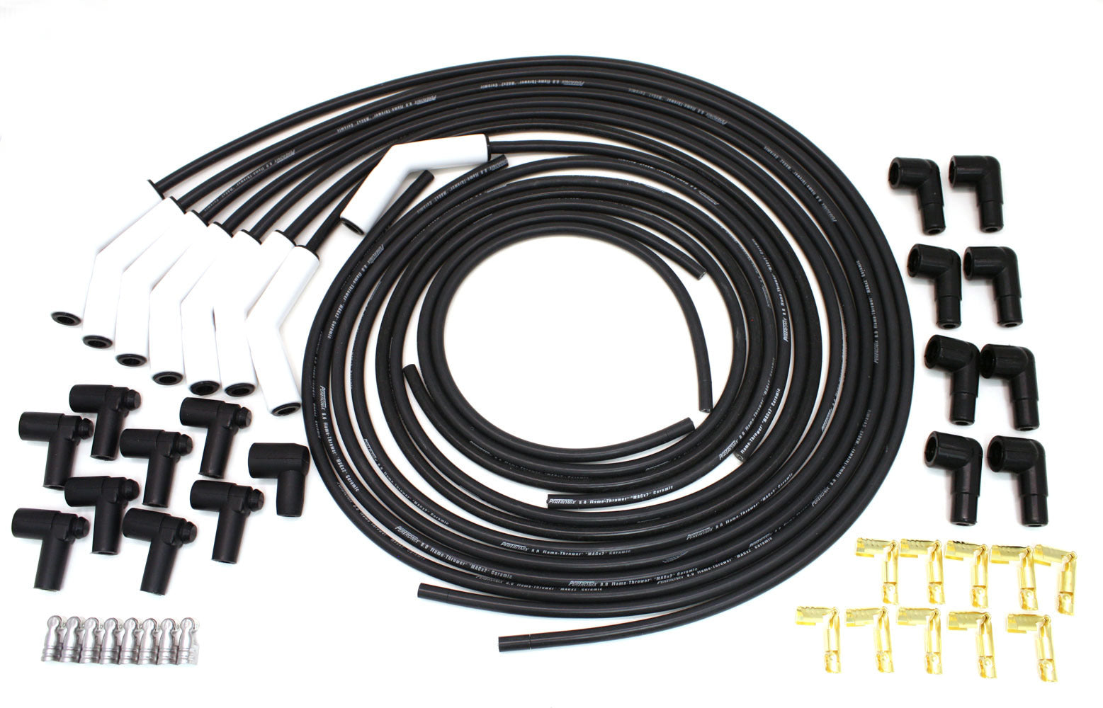 PerTronix Ignition PRT808215HT Flame-Thrower 8mm Spiral Core Spark Plug Wire Set with 45-Degree Ceramic Boots for Universal 8-Cylinder Engines