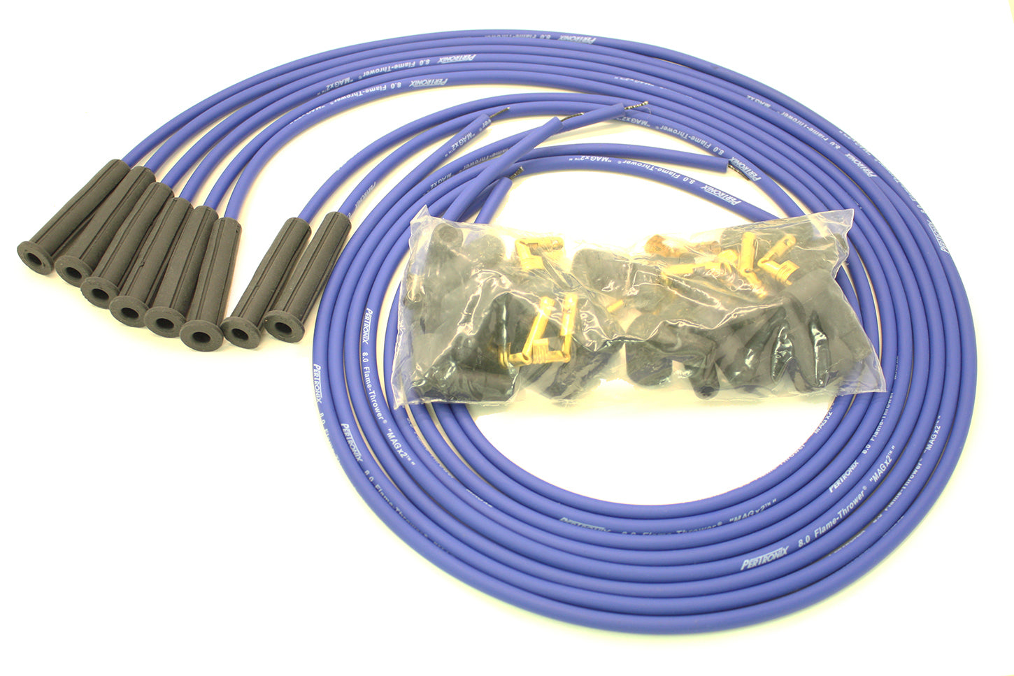 PerTronix Ignition PRT808380 8mm Universal Magx2 Spark Plug Wire Set with Spiral Core and Blue Finish