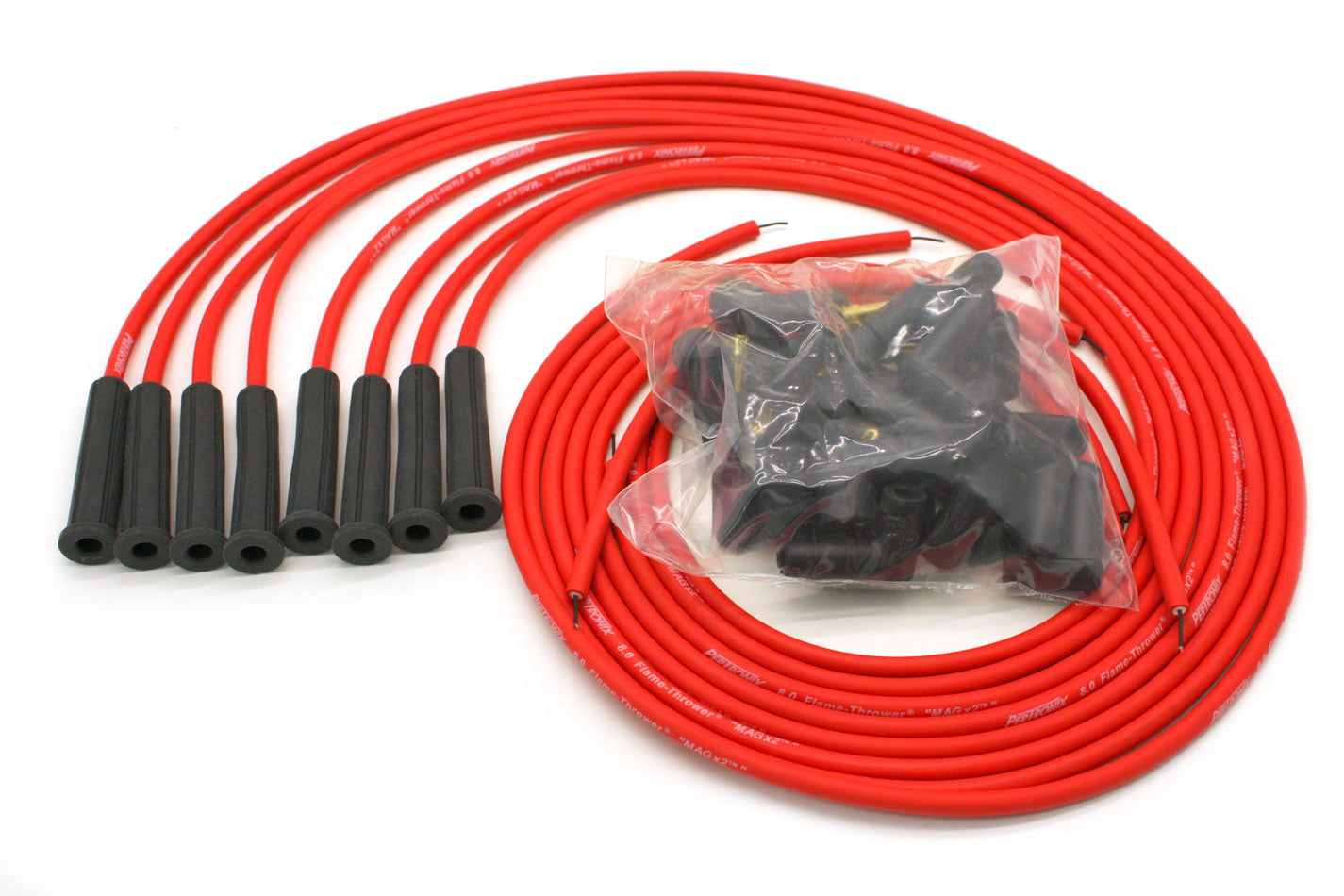 PerTronix Ignition PRT808480 8mm Universal Red Spark Plug Wire Set with Spiral Core and Straight Boot Connectors