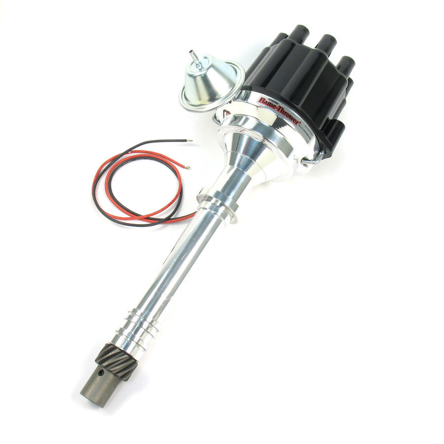 PerTronix Ignition D100700 Flame-Thrower Plug N Play Billet Distributor for Chevy V8 with Magnetic Pickup and Vacuum / Mechanical Advance, Black Cap