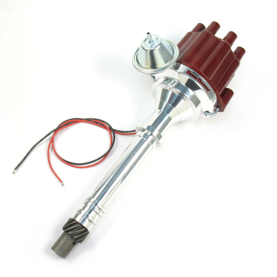 PerTronix Ignition D100701 Flame-Thrower Plug N Play Billet Distributor for Chevy V8 with Red Cap, Magnetic Pickup, Vacuum and Mechanical Advance, Socket Style