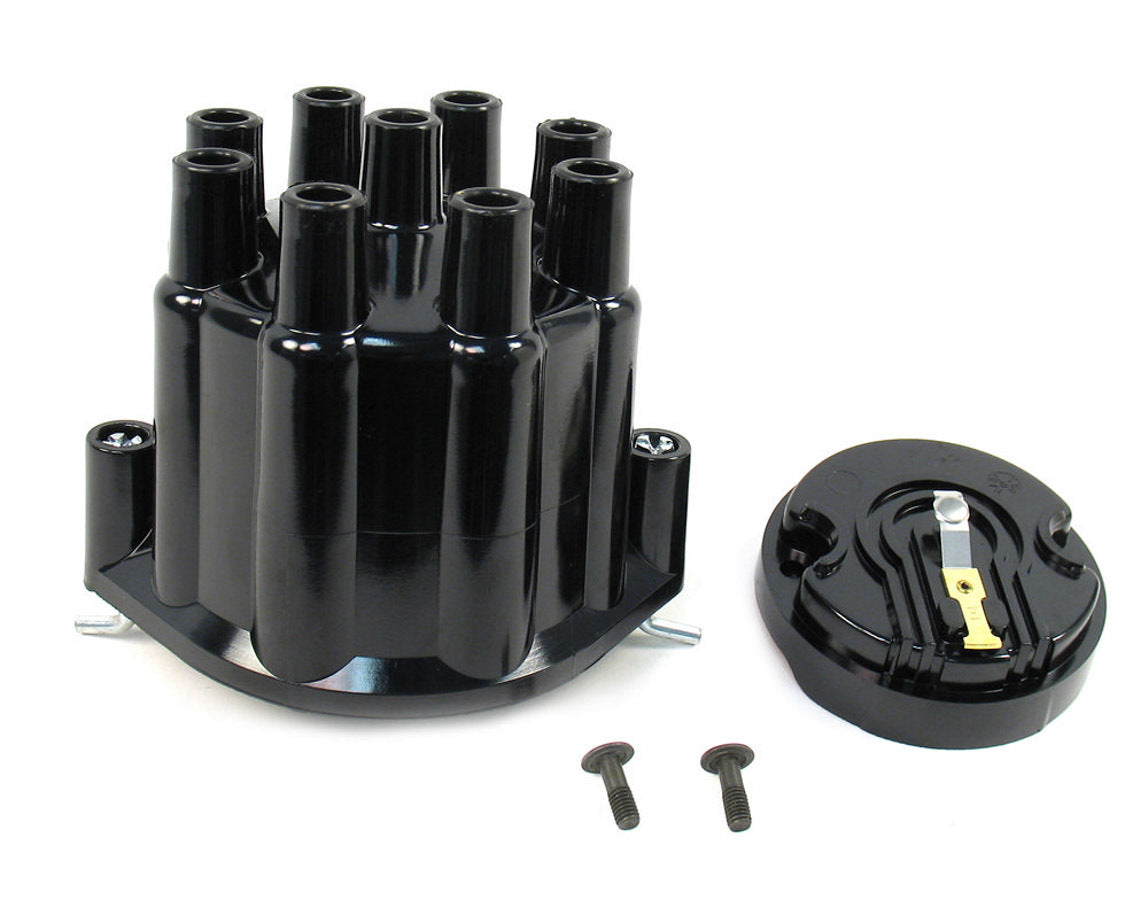 PerTronix Ignition D600700 Dist. Cap & Rotor Kit for V8 Distributors, Black Plastic, Brass Terminals, Twist Lock, Non-Vented