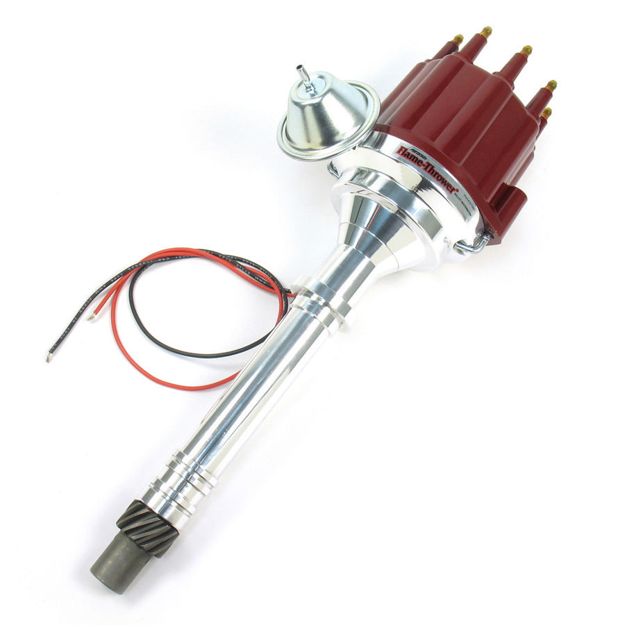PerTronix Ignition D7100711 Distributor for Chevy V8 with Red Cap, Flame-Thrower Plug & Play Billet, Magnetic Pickup, Vacuum and Mechanical Advance, HEI Style Terminal