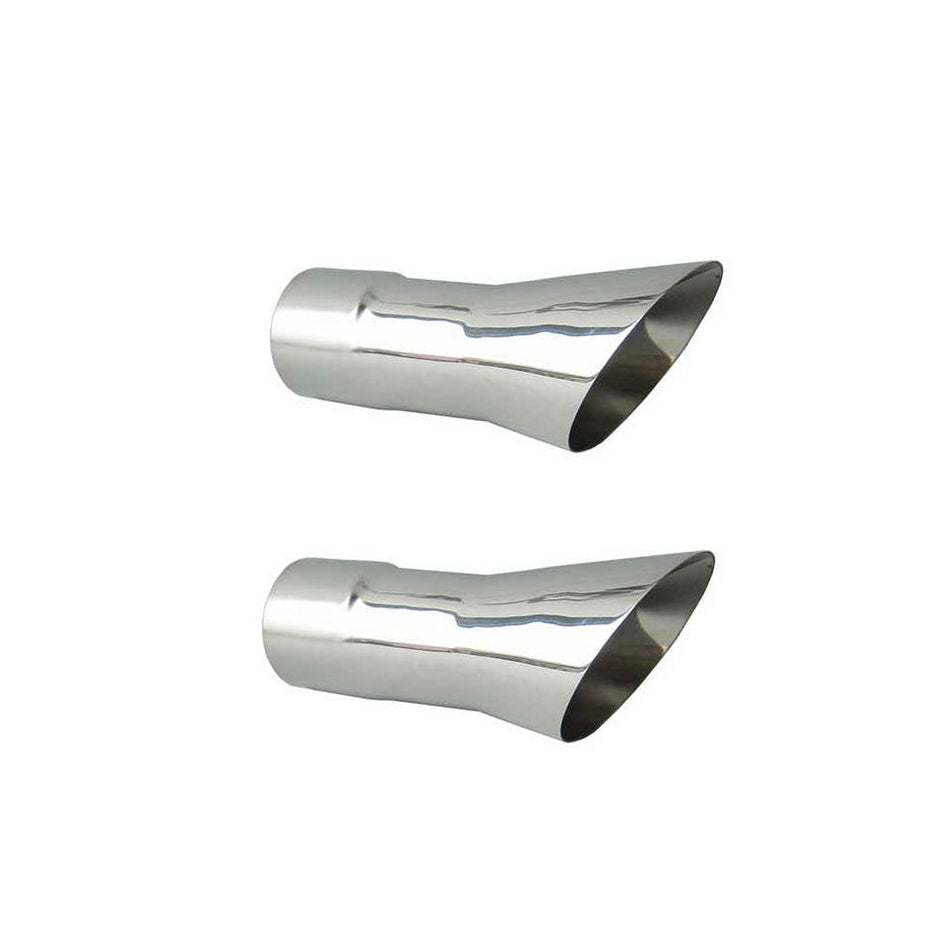 Pypes Performance Exhaust EVT34 Olds 442 Trumpet Exhaust Tips 2.5 Inch Inlet, 4 Inch Round Outlet, 8.375 Inch Length, Polished Stainless Steel