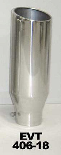 Pypes Performance Exhaust EVT406-18 Monster Clamp-On Exhaust Tip, 4 Inch Inlet, 6 Inch Round Outlet, 18 Inch Length, Polished Stainless Steel