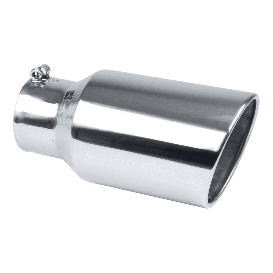 Pypes Performance Exhaust EVT406 Polished Stainless Steel Exhaust Tip, 4 Inch Inlet, 6 Inch Round Outlet, 12 Inches Long, Clamp-On Design