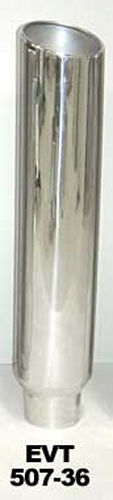 Pypes Performance Exhaust EVT507-36 Polished Stainless Steel Exhaust Stack, 5 Inch Inlet, 7 Inch Round Outlet, 36 Inch Tall