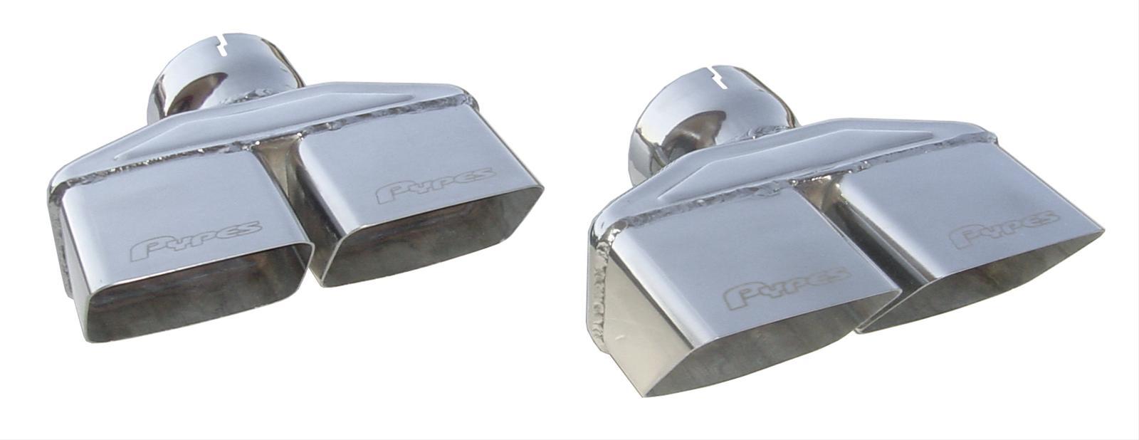 Pypes Performance Exhaust EVT88 Dual Rectangle Exhaust Tips for Challenger, 3 Inch Inlet, 6.625 Inch Length, Polished Stainless Steel
