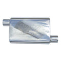 Pypes Performance Exhaust MVR10 Race Muffler, 2.5 Inch Offset Inlet and Outlet, 9.5 x 4.5 Inch Oval Stainless Steel